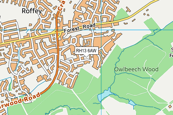 RH13 6AW map - OS VectorMap District (Ordnance Survey)