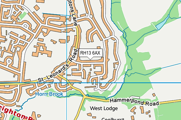 RH13 6AX map - OS VectorMap District (Ordnance Survey)