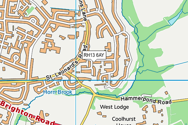 RH13 6AY map - OS VectorMap District (Ordnance Survey)