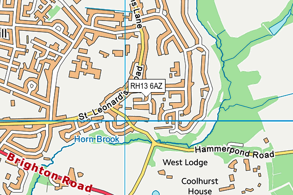 RH13 6AZ map - OS VectorMap District (Ordnance Survey)
