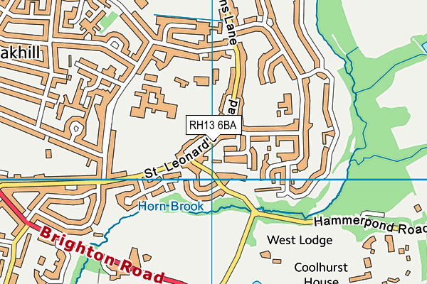 RH13 6BA map - OS VectorMap District (Ordnance Survey)