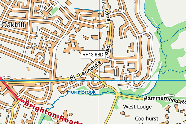 RH13 6BD map - OS VectorMap District (Ordnance Survey)