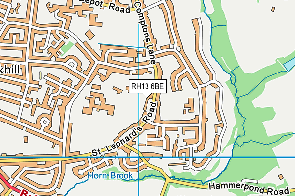 RH13 6BE map - OS VectorMap District (Ordnance Survey)