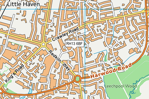 RH13 6BF map - OS VectorMap District (Ordnance Survey)