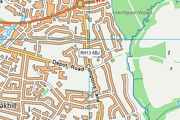 RH13 6BJ map - OS VectorMap District (Ordnance Survey)