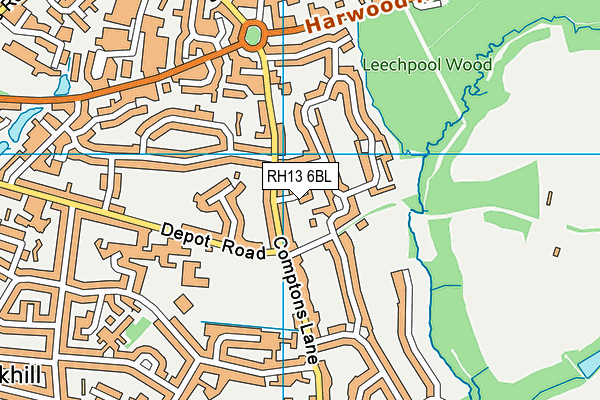 RH13 6BL map - OS VectorMap District (Ordnance Survey)