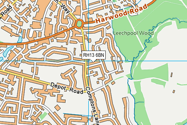 RH13 6BN map - OS VectorMap District (Ordnance Survey)