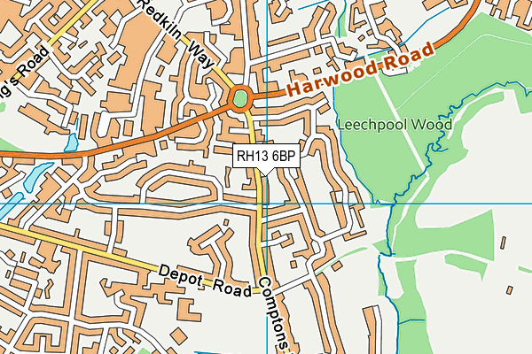 RH13 6BP map - OS VectorMap District (Ordnance Survey)