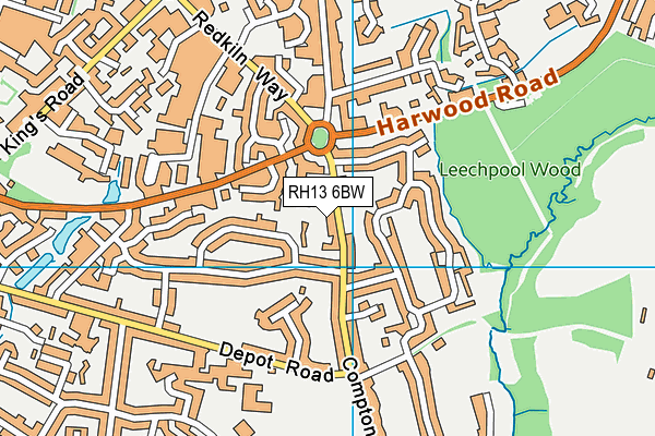 RH13 6BW map - OS VectorMap District (Ordnance Survey)