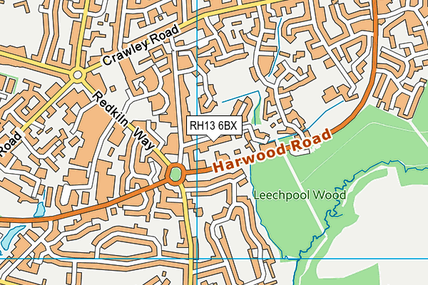 RH13 6BX map - OS VectorMap District (Ordnance Survey)