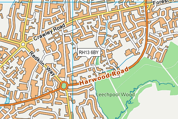 RH13 6BY map - OS VectorMap District (Ordnance Survey)