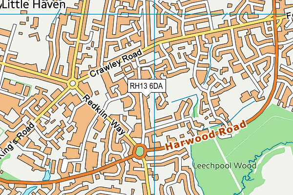 RH13 6DA map - OS VectorMap District (Ordnance Survey)