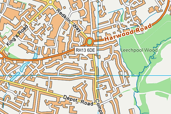 RH13 6DE map - OS VectorMap District (Ordnance Survey)