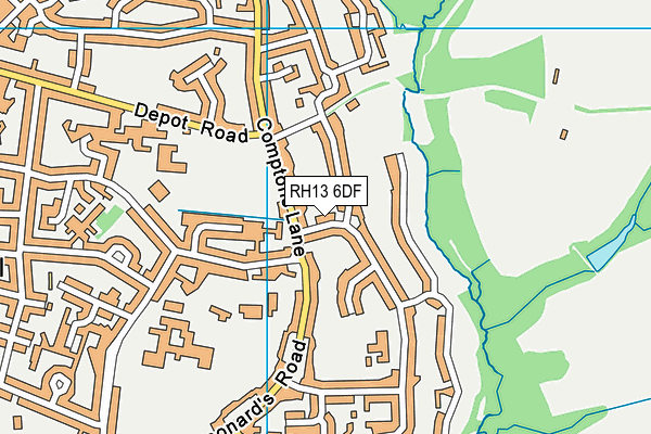 RH13 6DF map - OS VectorMap District (Ordnance Survey)
