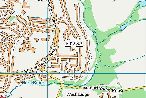 RH13 6DJ map - OS VectorMap District (Ordnance Survey)