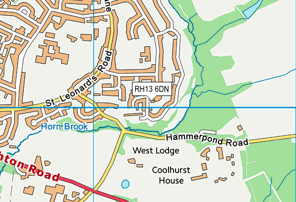 RH13 6DN map - OS VectorMap District (Ordnance Survey)