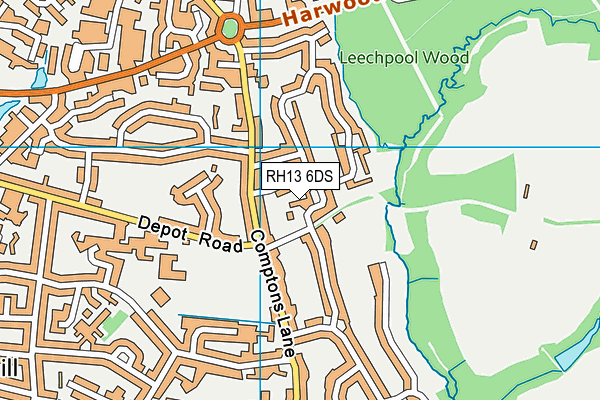 RH13 6DS map - OS VectorMap District (Ordnance Survey)