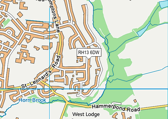 RH13 6DW map - OS VectorMap District (Ordnance Survey)
