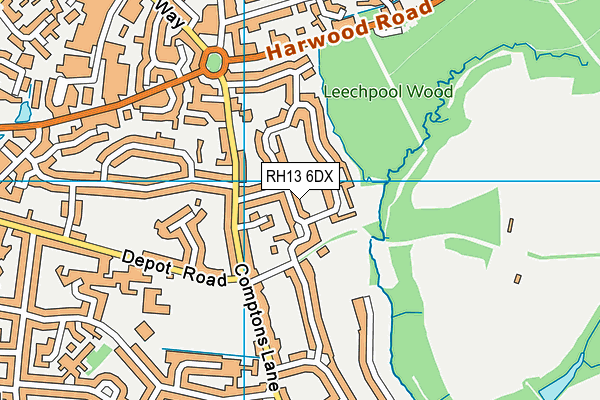 RH13 6DX map - OS VectorMap District (Ordnance Survey)