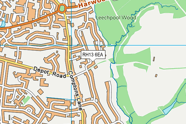 RH13 6EA map - OS VectorMap District (Ordnance Survey)