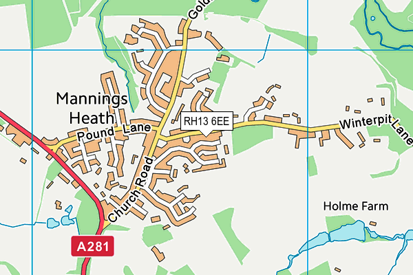 RH13 6EE map - OS VectorMap District (Ordnance Survey)