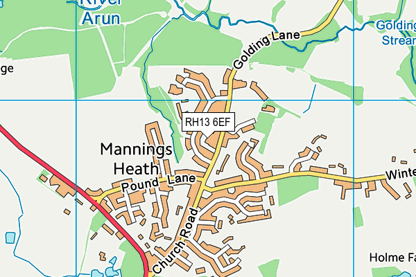 RH13 6EF map - OS VectorMap District (Ordnance Survey)