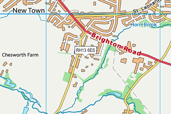 RH13 6ES map - OS VectorMap District (Ordnance Survey)
