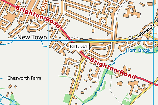 RH13 6EY map - OS VectorMap District (Ordnance Survey)