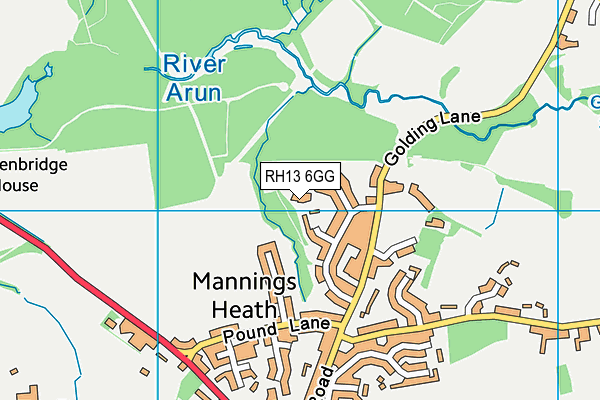 RH13 6GG map - OS VectorMap District (Ordnance Survey)