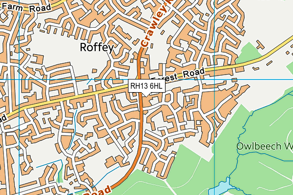 RH13 6HL map - OS VectorMap District (Ordnance Survey)