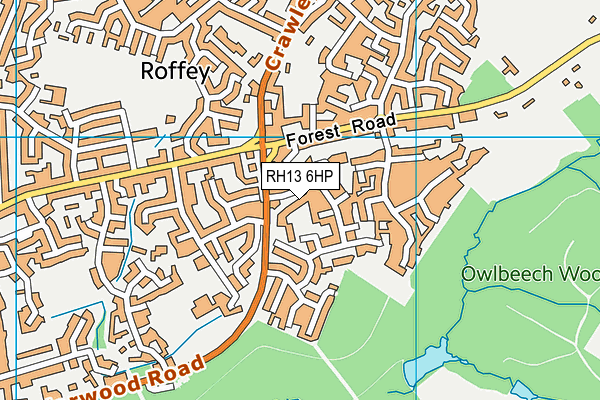 RH13 6HP map - OS VectorMap District (Ordnance Survey)