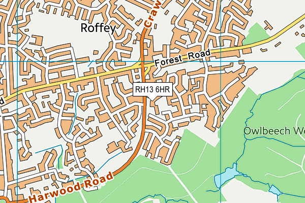 RH13 6HR map - OS VectorMap District (Ordnance Survey)