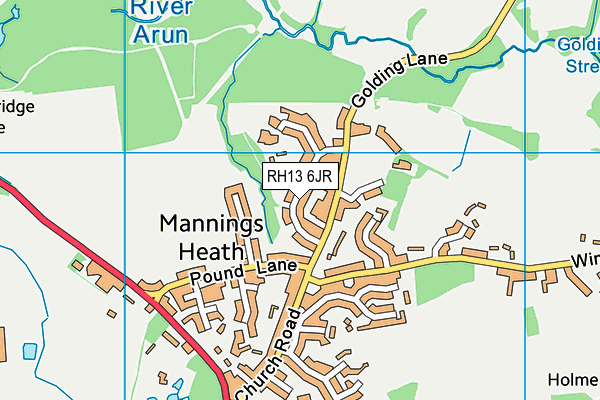 RH13 6JR map - OS VectorMap District (Ordnance Survey)