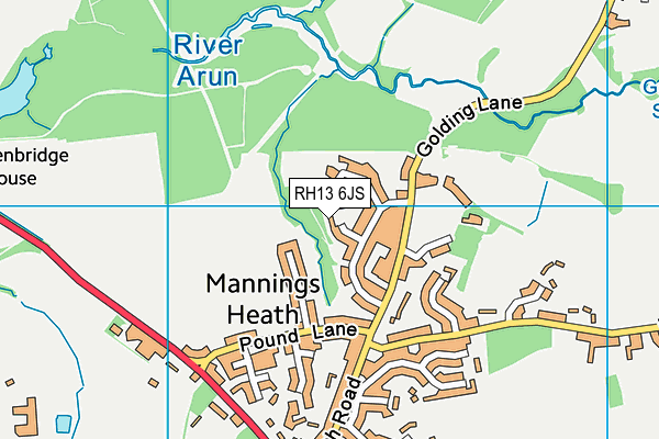 RH13 6JS map - OS VectorMap District (Ordnance Survey)