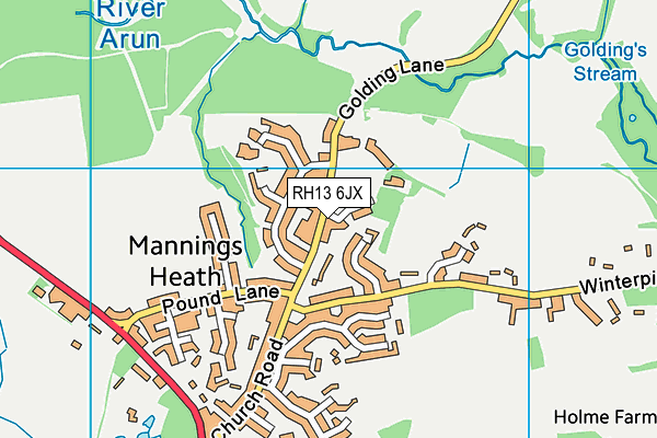RH13 6JX map - OS VectorMap District (Ordnance Survey)