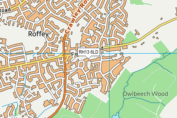 RH13 6LD map - OS VectorMap District (Ordnance Survey)