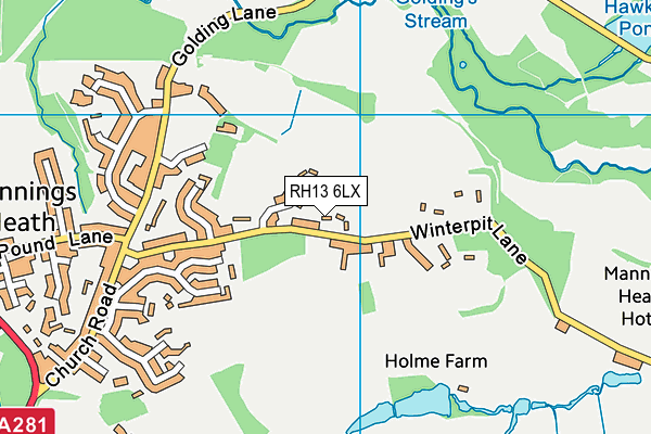 RH13 6LX map - OS VectorMap District (Ordnance Survey)