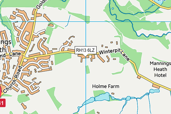 RH13 6LZ map - OS VectorMap District (Ordnance Survey)