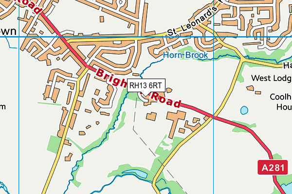 RH13 6RT map - OS VectorMap District (Ordnance Survey)