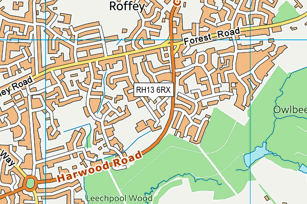 RH13 6RX map - OS VectorMap District (Ordnance Survey)