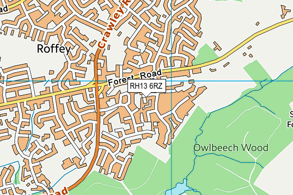 RH13 6RZ map - OS VectorMap District (Ordnance Survey)
