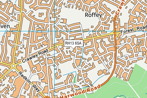 RH13 6SA map - OS VectorMap District (Ordnance Survey)
