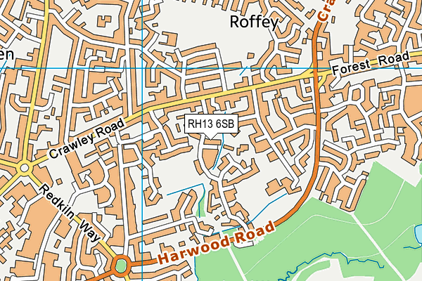 RH13 6SB map - OS VectorMap District (Ordnance Survey)