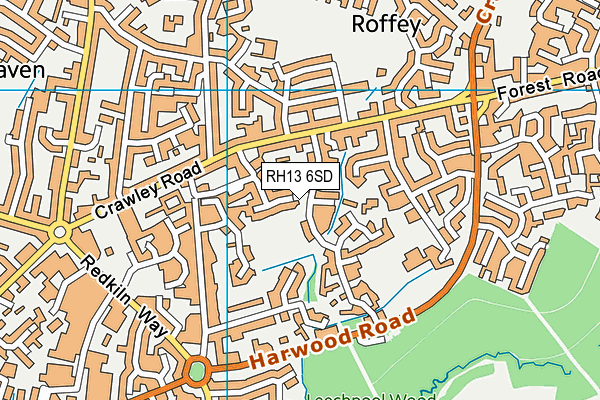RH13 6SD map - OS VectorMap District (Ordnance Survey)