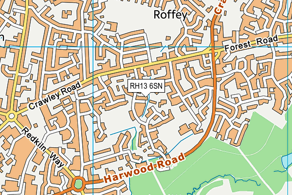 RH13 6SN map - OS VectorMap District (Ordnance Survey)