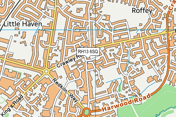 RH13 6SQ map - OS VectorMap District (Ordnance Survey)