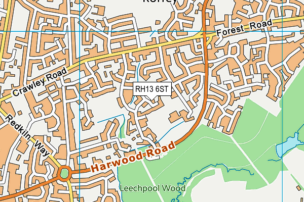 RH13 6ST map - OS VectorMap District (Ordnance Survey)