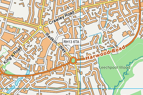 RH13 6TA map - OS VectorMap District (Ordnance Survey)