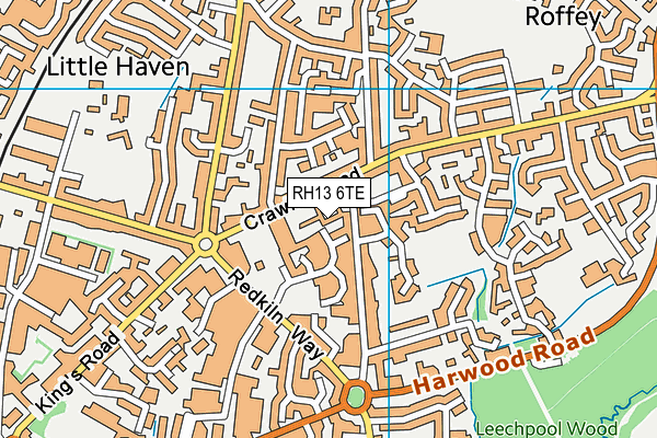 RH13 6TE map - OS VectorMap District (Ordnance Survey)