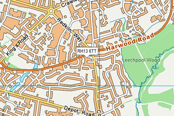 RH13 6TT map - OS VectorMap District (Ordnance Survey)